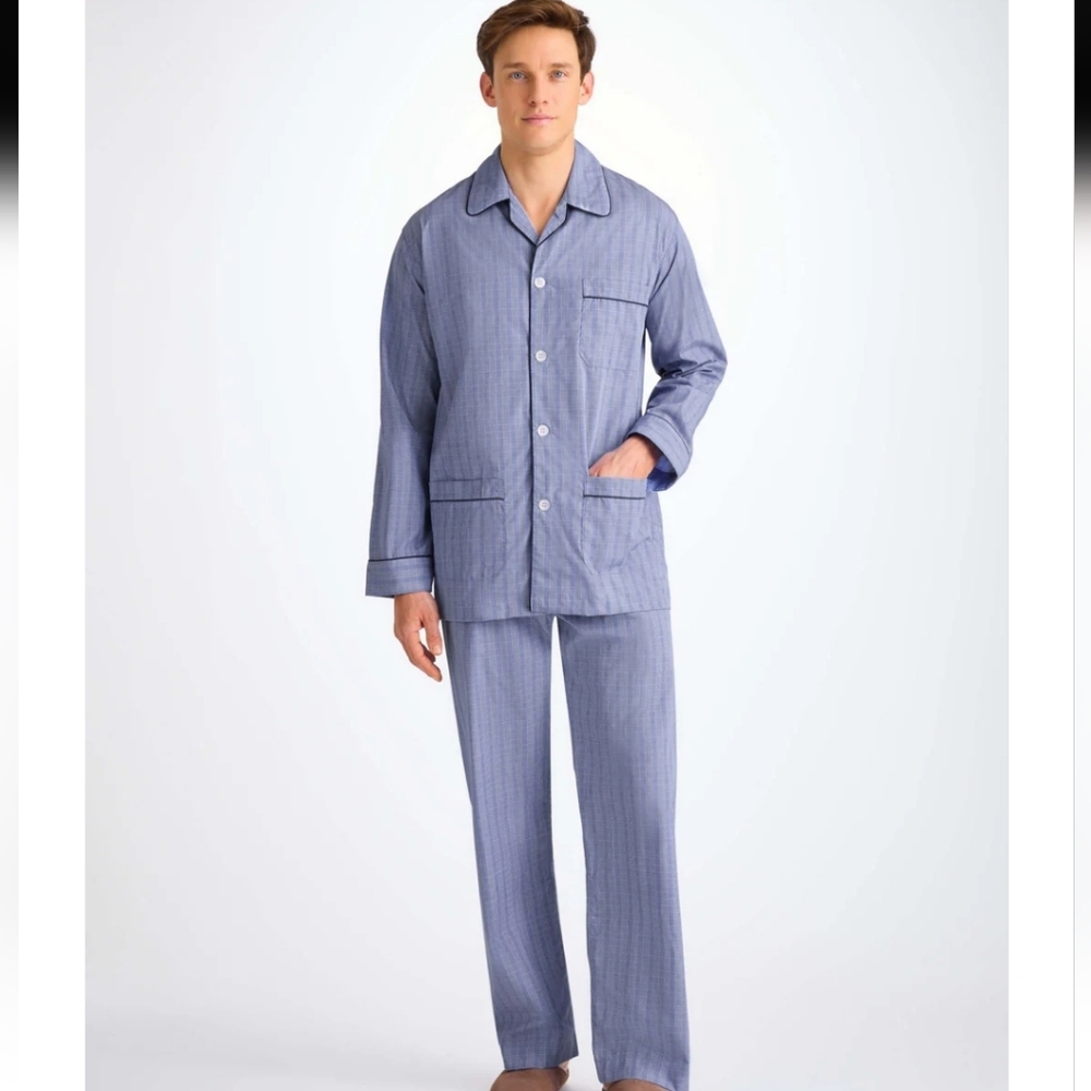 Derek Rose Blue Checkered Pajama Set Sz XXL